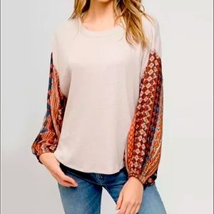 NWOT BLUE PEPPER Tribal Thermal Top